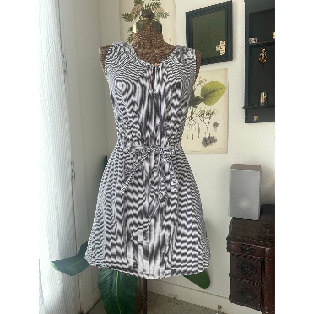 Steven Alan Striped Sleeveless Mini Dress Size 2 Blue White Tie Waist Cotton